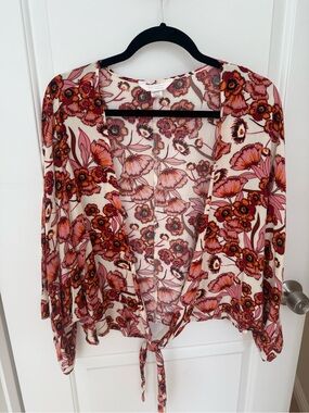 Floral Tie-Front Women’s Top in Pink and Rust - LC Lauren Conrad